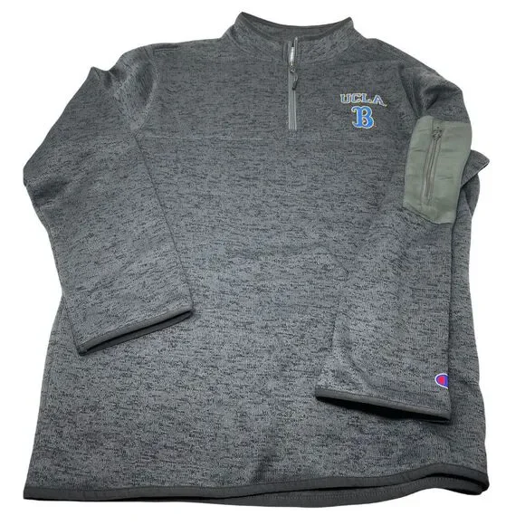 New XL UCLA Bruins Long Sleeve Pull Over Polyester Jacket Shirt Champion 1/4 zip - Picture 4 of 8